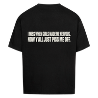 MADE ME NERVOUS — Oversized Tee in Black, Rückenprint