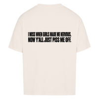 MADE ME NERVOUS — Oversized Tee in Natural Raw, Rückenprint