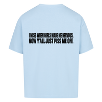 MADE ME NERVOUS — Oversized Tee in Baby Blue, Rückenprint
