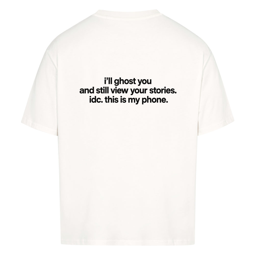 I'LL GHOST YOU — Oversized Tee in White, Rückenprint