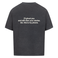 I'LL GHOST YOU — Oversized Tee in Washed Black, Rückenprint