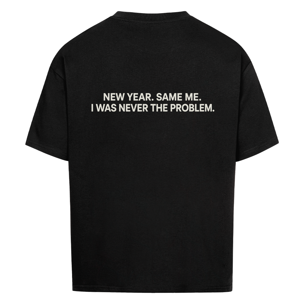 NEVER THE PROBLEM — Oversized Tee in Black, Rückenprint
