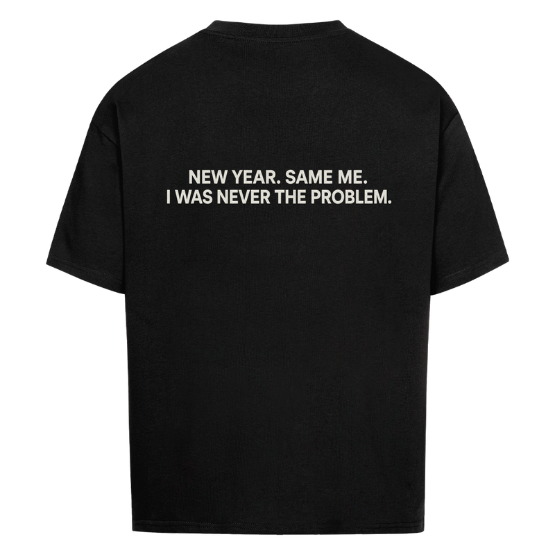 NEVER THE PROBLEM — Oversized Tee in Black, Rückenprint