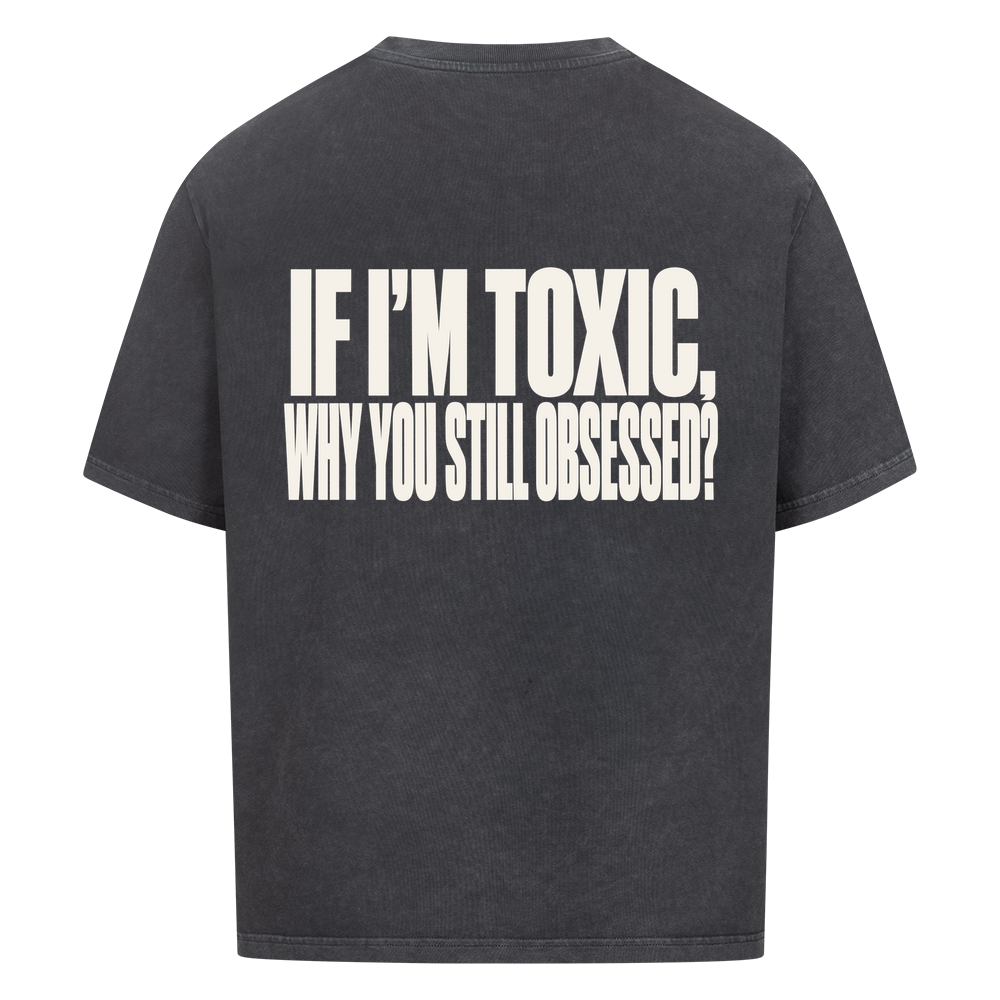 STILL OBSESSED — Oversized Tee in Washed Black, Rückenprint