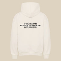 DON'T CHOOSE ME — Oversized Hoodie in Natural Raw, Rückenprint
