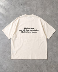 I'LL GHOST YOU — Oversized Tee in Natural Raw, Rückenprint, Flat-Lay