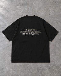I'LL GHOST YOU — Oversized Tee in Black, Rückenprint, Flat-Lay