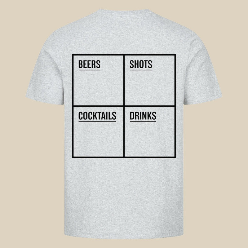 DRINKS COUNTER — Regular Tee in Heather Grey, Rückenprint