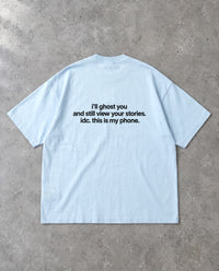 I'LL GHOST YOU — Oversized Tee in Baby Blue, Rückenprint, Flat-Lay